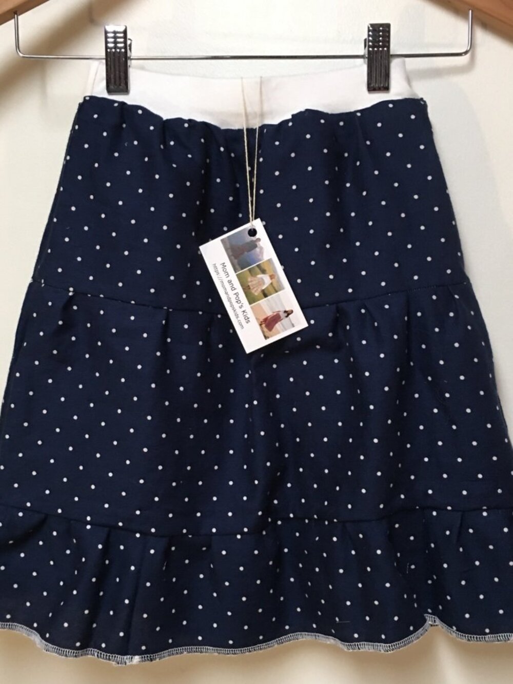 Skirt Girls 3 Maxi Navy Blue Polka Dot Ruffle Tiered Cotton Mom and Pop's Kids